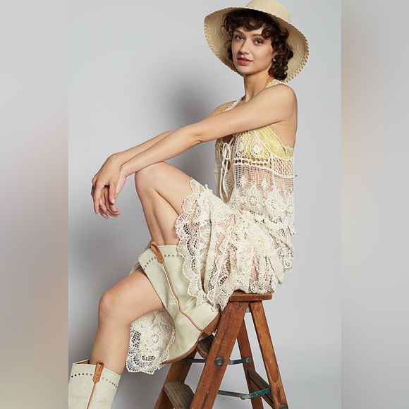 🆕 POL - Elegant Crochet Maxi Dress - Swim Cover - Edge Detailing - 100% COTTON - Picture 3 of 11